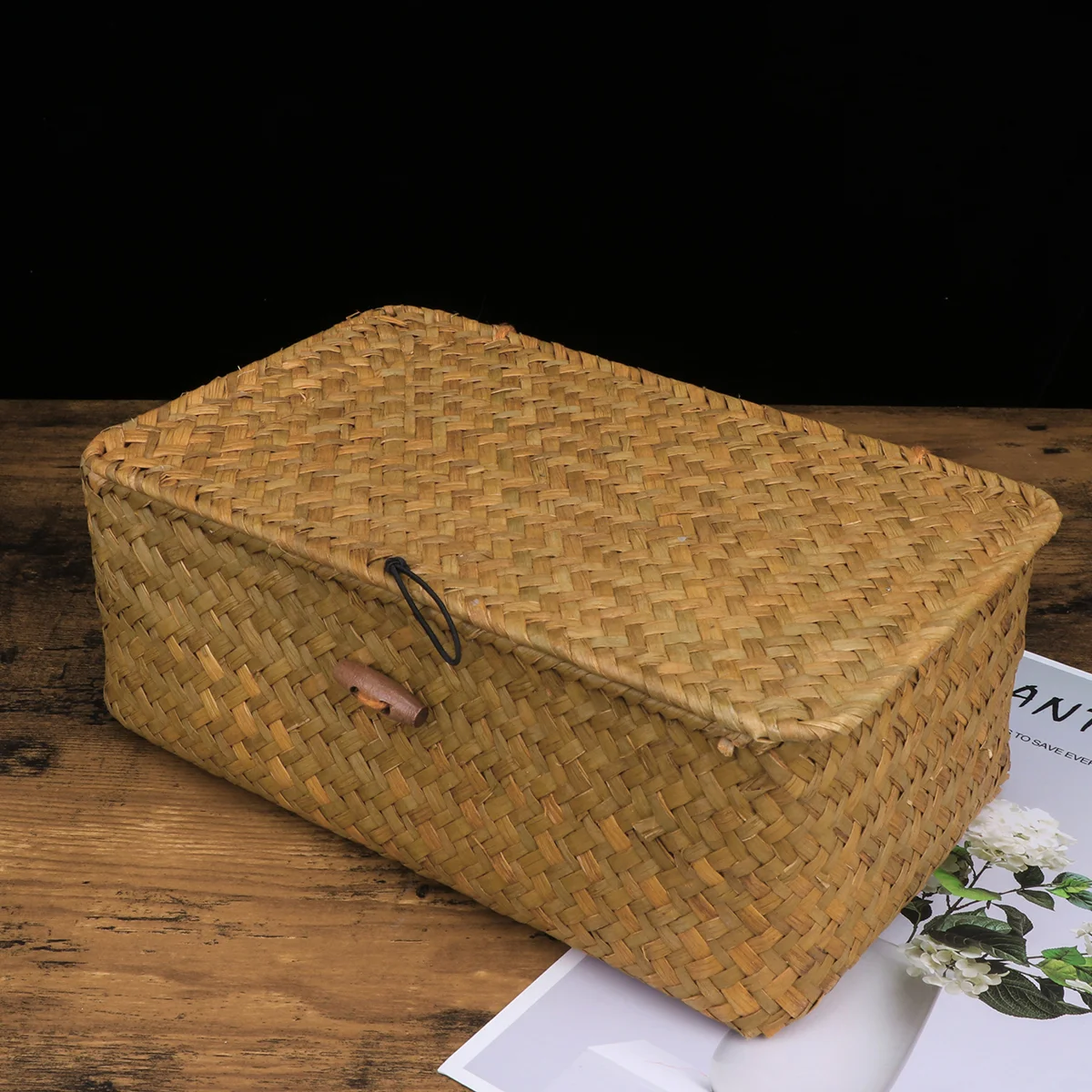 

Wicker Storage Basket Woven Storage Basket Storage Basket With Lid Woven Basket With Lid Rectangular Small Basket Organize Snack