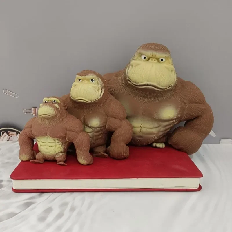 Gorilla Figurines Cute Humorous Expression Monkey Statues Stretchable Squeeze Animal Office Ornament
