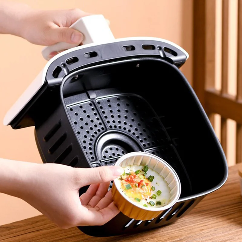 10pcs Baking Aluminum Foil Pan Air Fryer Liners Oven Tin Box Reusable Food Foil Tray  Aluminum Packaging Box BBQ Tools