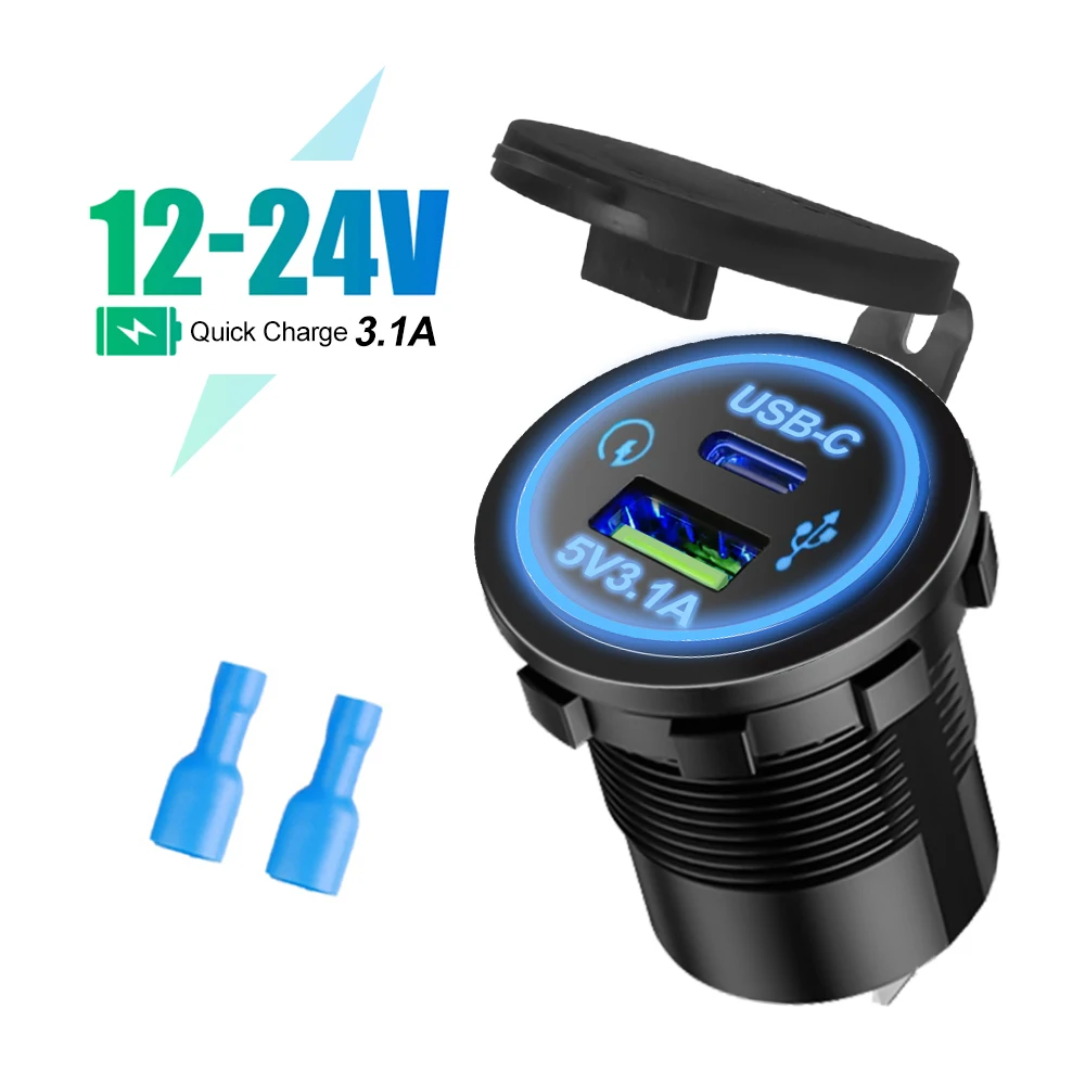 High-Power Waterproof USB Charger Socket with PD Type C & QC3.0 Ports