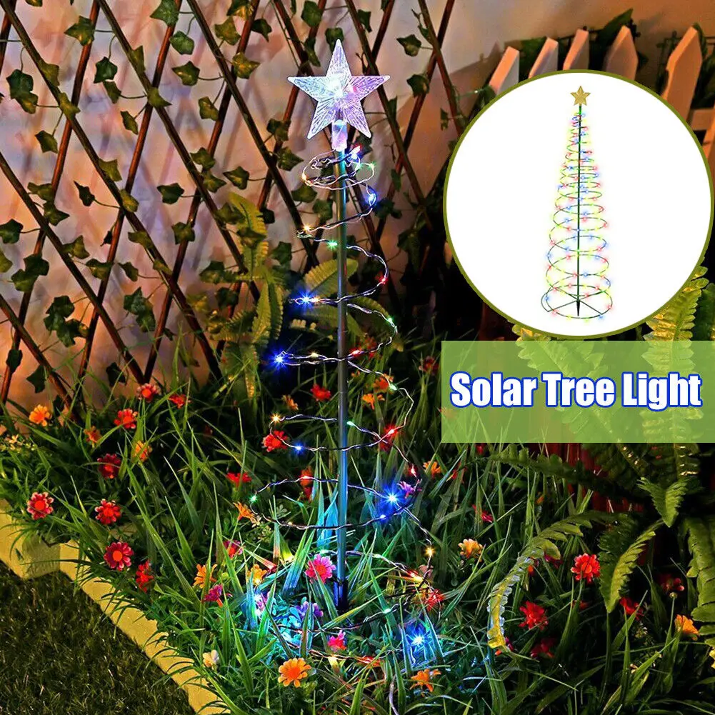 Christmas Tree Lights Solar 40 LED Lighted Tree Spiral Outdoor Garden