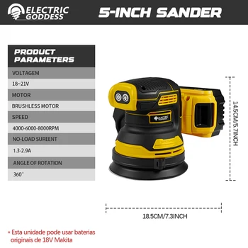 Electric Goddess Brushless Sander Disc 8000rpm For Dewalt 20V Battery Cordless Woodworking Sanding Putty Polishing Power Tool  2
