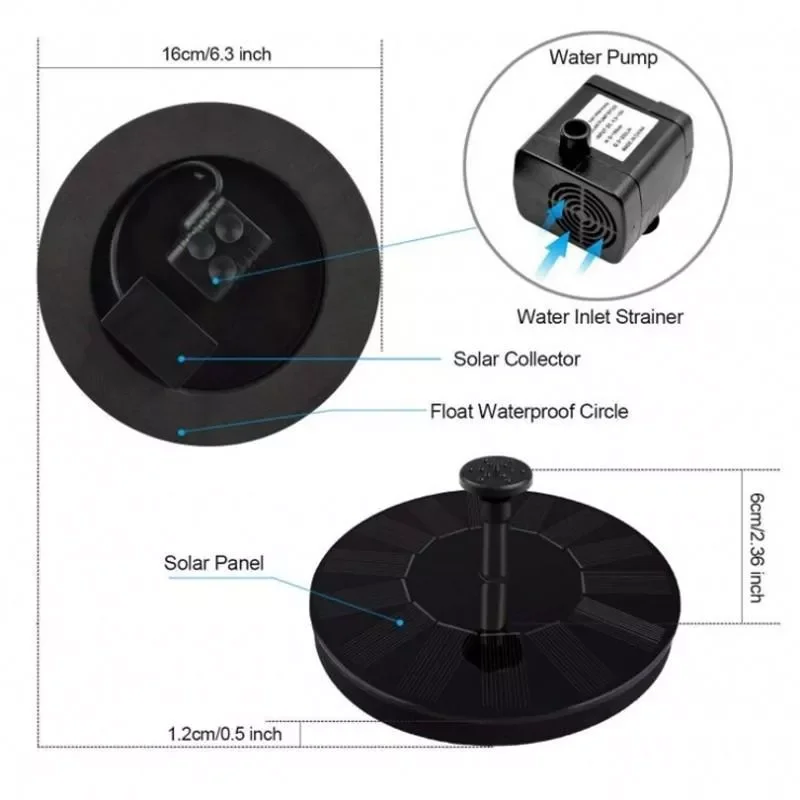 Solar Fountain for Garden Water Pool Pond Powered Floating Decoration Panel