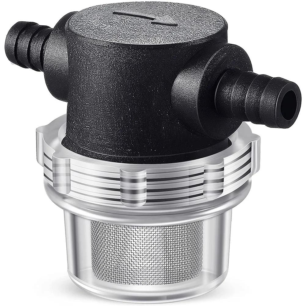 Water Pump Strainer 3/8 Inch Hose Barb In-Line Strainer Twist-on Pipe Sprayer Filter for Water Pump 12V DC 80PSI Camper