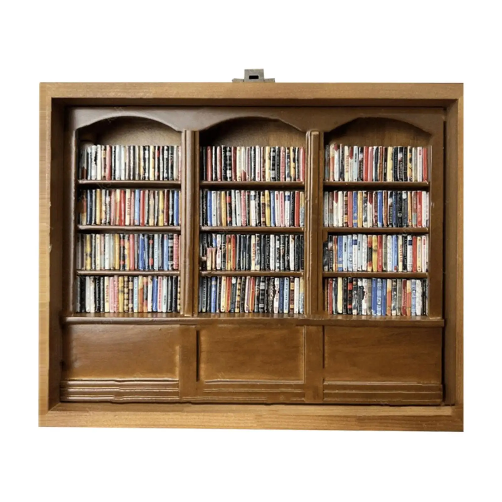 

Dollhouse Wood Bookshelf with Books Miniature Mini Display Cabinet Versatile Sturdy Ornaments Mini Furniture 25.4x20x7.6cm