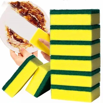 50PCS Strong Absorbent Thickening Double-Sided Sponge Magic Cleaning Pot Rust Sponge Cleaning Brush Kitchen Grease Cleaning Tool 1