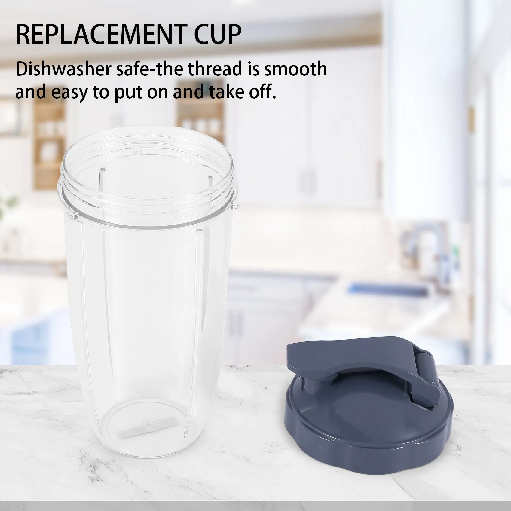 

32Oz Replacement Cups with Flip Top to Go Lid for NutriBullet 600W and Pro 900W Blender (2 Pack)