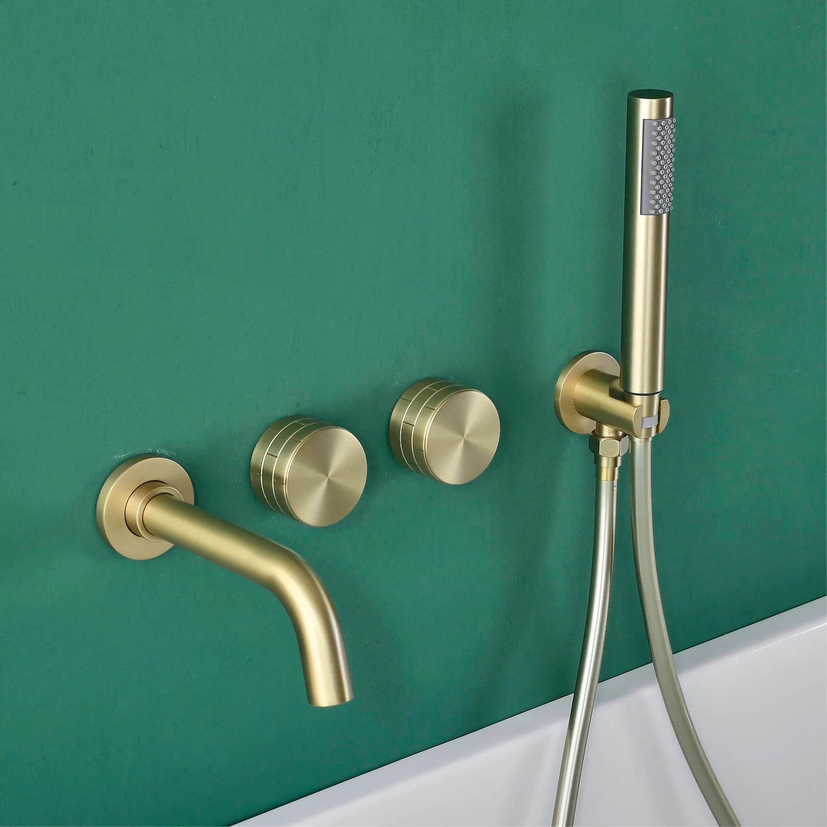 

Brushed Gold,Black,Gunmetal Brass Shower Faucet Set Double Handle Double Control Bathroom Concealed Bathtub Faucet