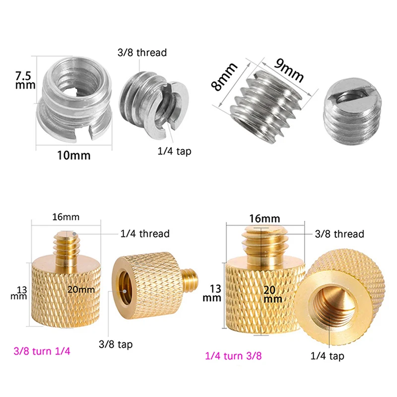 Camera Accessories Camera Screw Mount Screw Mount Adapter Metal Screw Adapter Camera Mount Bracket Quick Release Kit Camera Screw Conversion Nut 5/8 To 3/8 To 1/4 Inch Adapter Mount For DSLR Tripod Monopod Quick Release Plate Stands