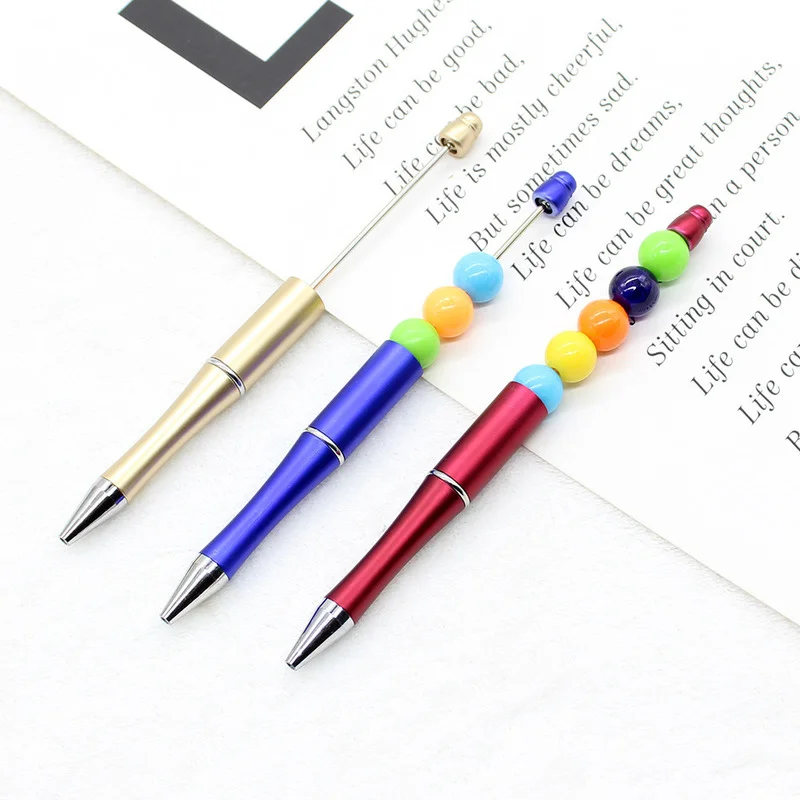 Stylos à perles en métal, 10 pièces, pour bricolage, stylo à bille avec  manche, encre noire, stylo à bille, pour enfants étudiants - AliExpress