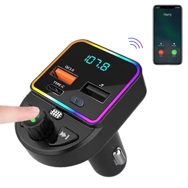 

BT автомобильный адаптер, беспроводной BT FM-передатчик, радиоприемник Qc3.0 и Type-C USB, автомобильное зарядное устройство, Mp3 музыкальный плеер для смартфонов