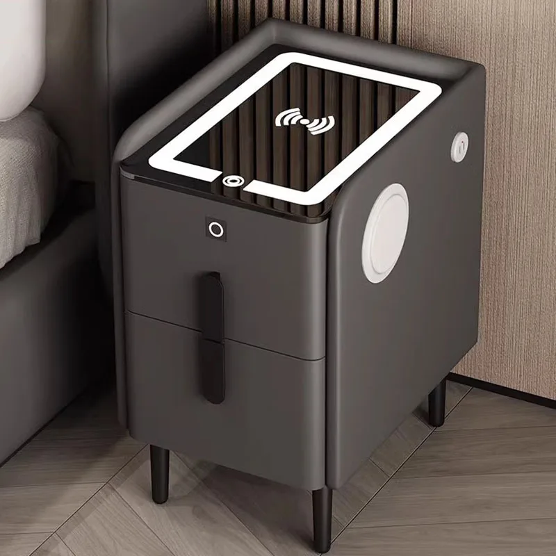 

Luxury Smart Nightstand Bedroom Mid Century Modern Nordic Bedside Table Bluetooth Trendy Organizer Mesa De Noche Home Furniture
