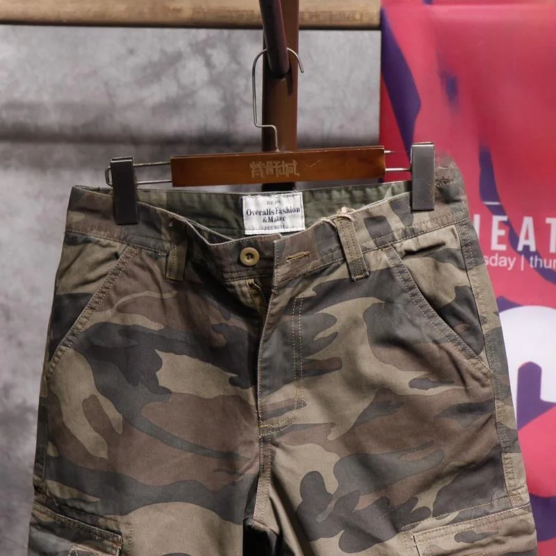 Retro American Work Pants Men's Camouflage Casual Wearable Summer Long Trousers Loose Fit Youthful Energy Sle Cargo Pants