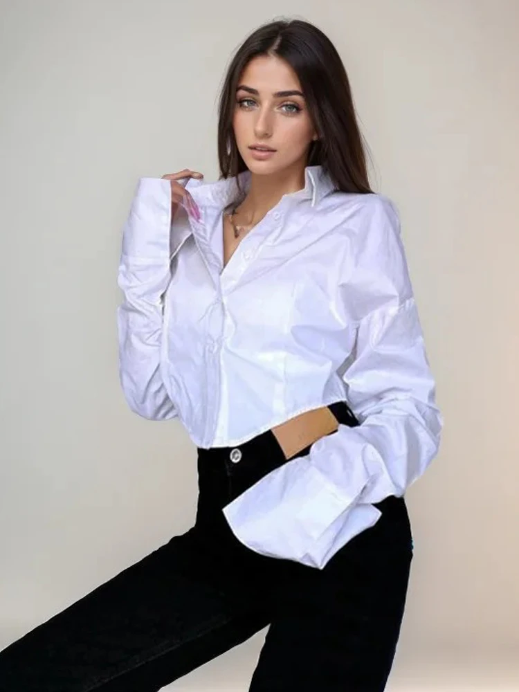 Zadily Summer 2025 Korean Style Long Sleeve White Shirt Sexy