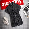 2024 Summer New Men's Japanese Short sleeved Shorts jumpsuit Set Trendy Retro Work Style jumpsuit Loose Set Ultra Thin Ice Silk 4