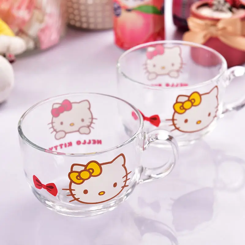 Hello Kitty Creative Juice Milk Glass Cup With Lid Straw Bubble Tea Cup  Transparent Coffee Cup High Borosilicate Glass Drinkware - AliExpress