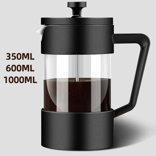 350ML/600ML/1000ML French Press Coffee Maker Heat Resistant Borosilicate Glass Coffee Brewer Milk Foam Frother Barista Tea Maker