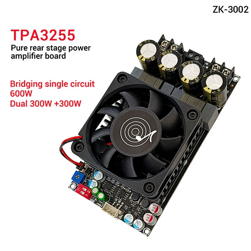 

ZK-3002 TPA3255 Pure Rear Level Digital Amplifier Board Stereo 300W X2 Bridged Mono 600W AMP Music Easy To Use