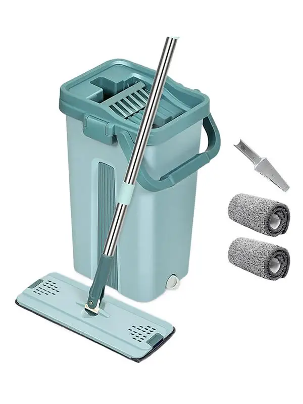 

Плоская швабра с ведром, набор для мытья пола без рук, из микрофибры, для сухой и влажной уборки, для ламината, паркета