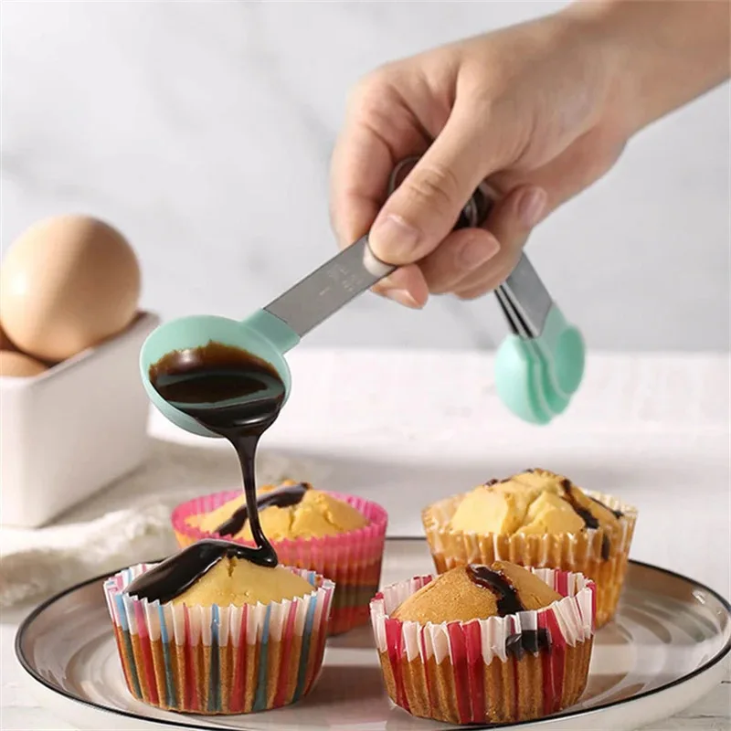 Plastic Measuring Cups & Spoons Set with Stainless Steel Handles (4/8 Pcs) 4