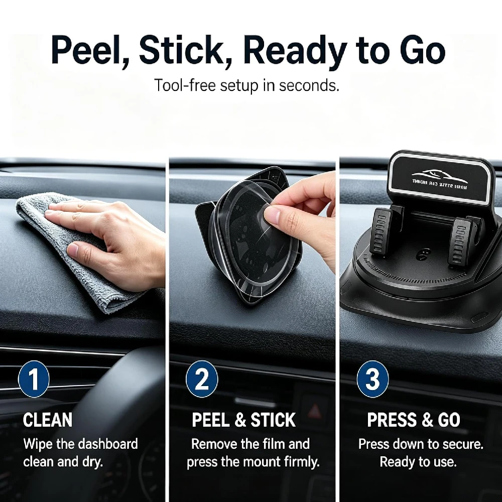 Universal One-Hand Operated Rotating Phone Stand with Non-Vibration Double Layer Holder