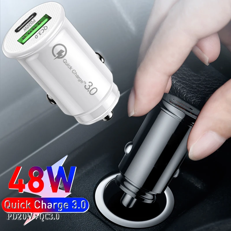 Type C 48W Fast Car USB Charger For iPhone Xiaomi Mobile Phone USB Car Charger Quick Charge 4.0 QC4.0 QC3.0 QC 5A PD usbc car charger