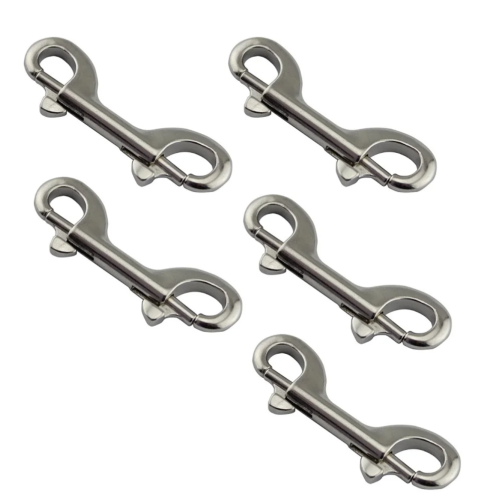 5PCS Double Ended Scuba Bolt Snap Stainless Steel 316 Heavy Duty 90mm 100mm  115mm Length Double Ended Locking Swivel Snap Hook