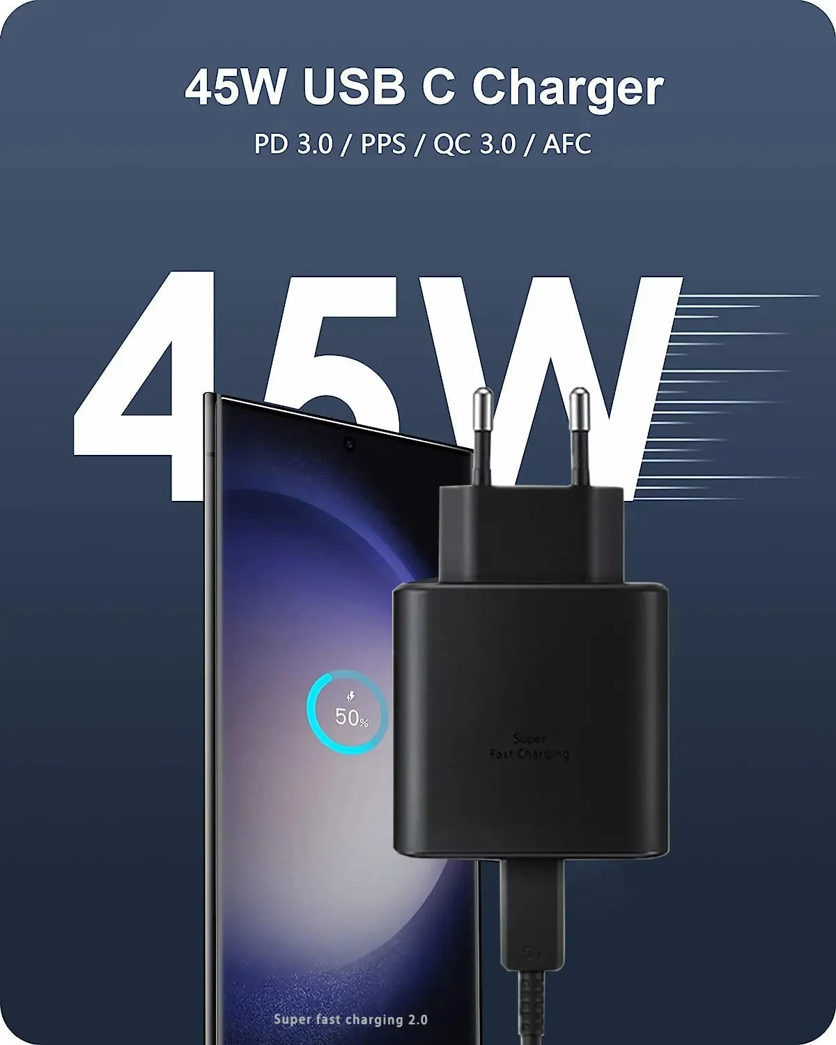 High-Speed 45W USB-C PD Charger with Type-C Quick Charging Cable