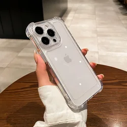 Luxury Transparent Shockproof Silicone Phone Case - Soft Protective Cover for iPhone 15 Plus (Clear)