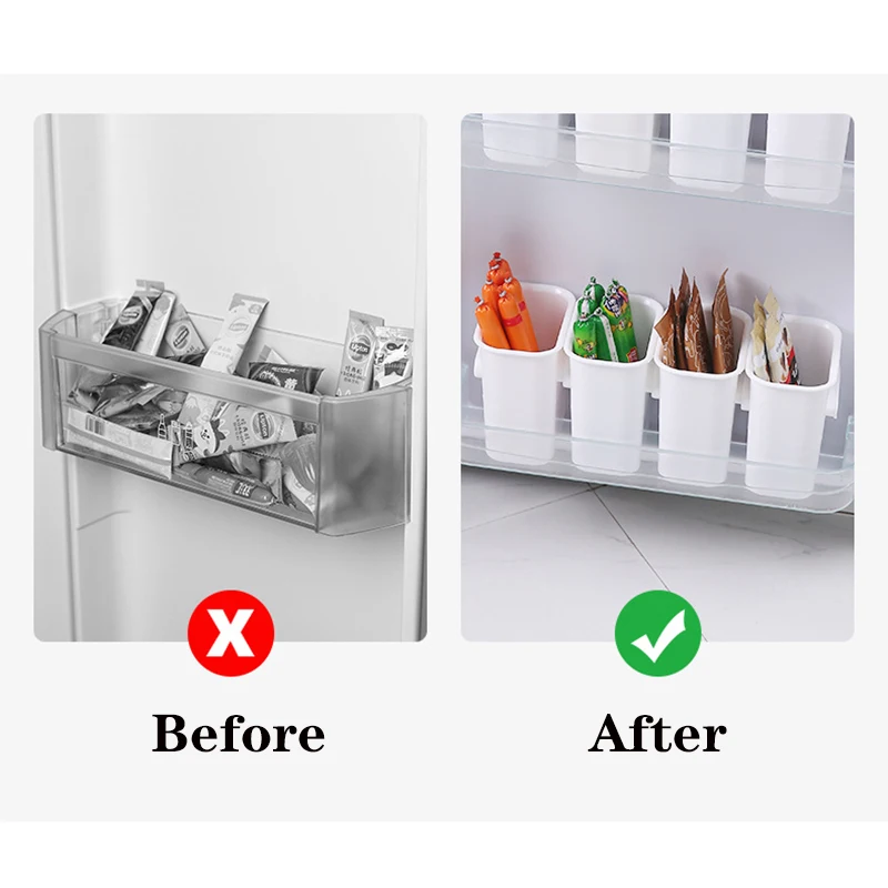 Refrigerator Side Door Storage Box Combination Kitchen Drain Basket Tableware Spoon Holder Rack Organiser
