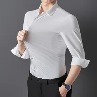 Men's Dress Shirts Long Sleeve Spring Autumn Fashion Casual High Stretch No iron Wrinkle Resistant Business Soft Male Party Tops