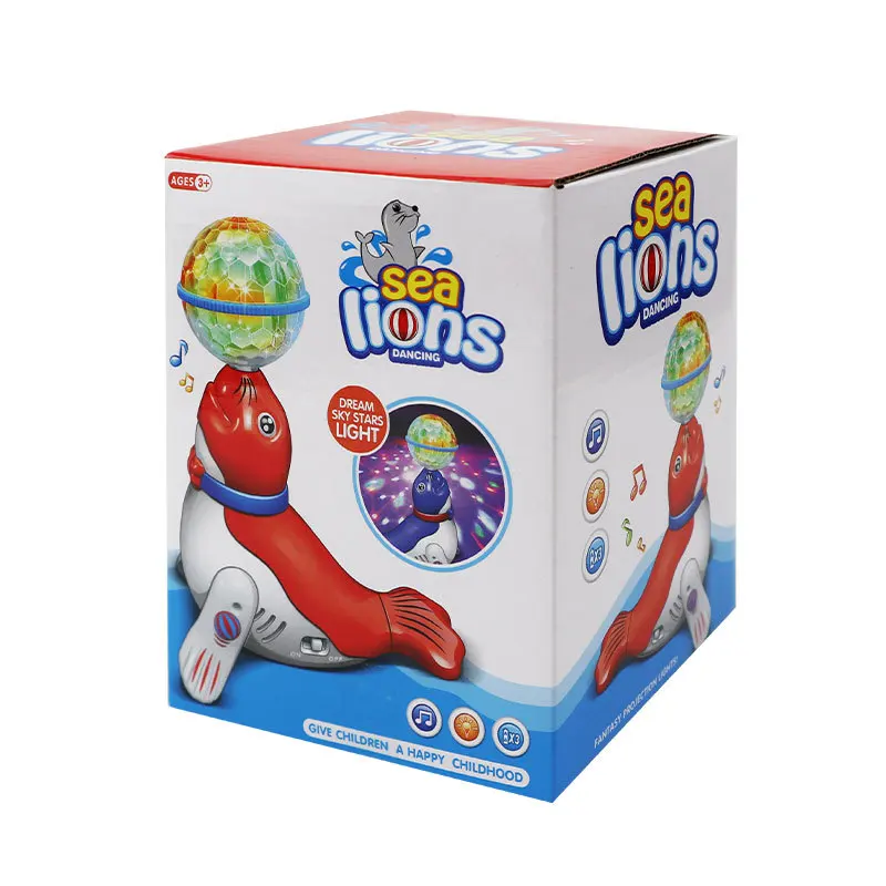 New Top Ball Sea Lion Dolphin Electric Popular Toys Children's Universal Rotating Light Music Projection Dancing Children's Toys