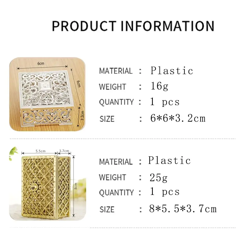 2 PCs Mini Treasure Storage Jewelry Box Silver-color Hollow Flower Pattern Jewelry Case Boxes for Necklace Earring Ring