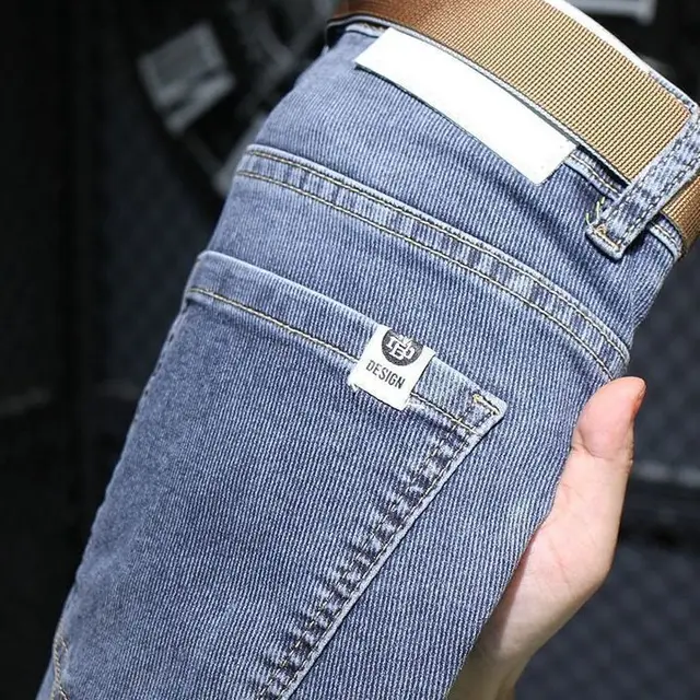 High-end Men's Soft Skinny Stretch Clothing Blue Jeans Pants Tapered Stretch Denim Casual Wear Streetwear Pants Trousers Male