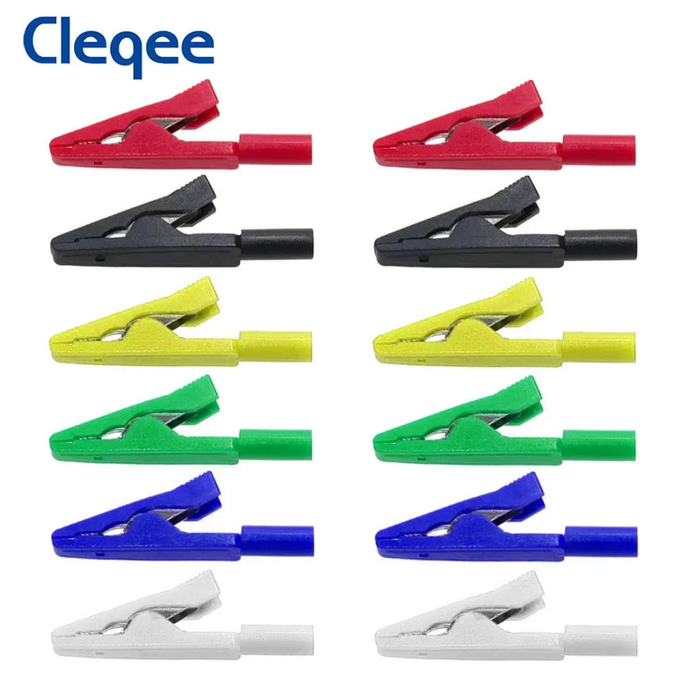 4 Clip A Coccodrillo Isolate Con Banana Jack 4mm - 30A - Rosse E Nere - Per Test Elettrici E Laboratorio - 3