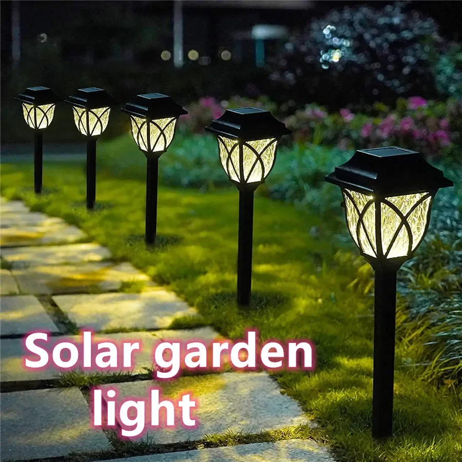 Outdoor 2Pcs Solar Led Lawn Lamps Waterproof Garden Decorations Solar Powered Walkway Parkpathway Patio Yard Landscape Lights