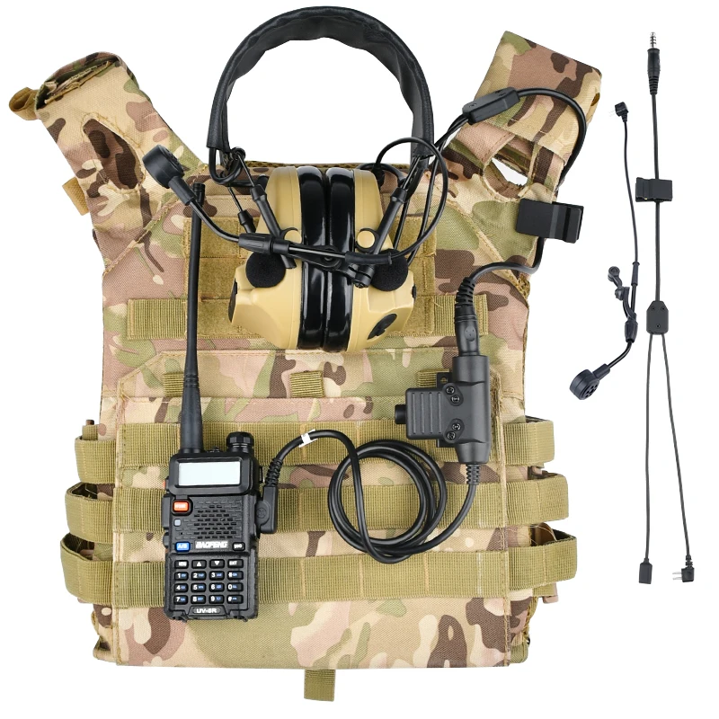 WADSN C3 Headset Wiress Version Microphone Cable Tactical Communication Hunting Shooting Earphones PTT Push to Talk Accessory tactical headset
