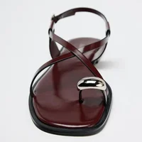 Summer Cross Strap Buckle Design Flat Sandals Women Fashion Metal Decoration Over Toe Casual Flat Slippers Comfort Beach Shoes - Image 5