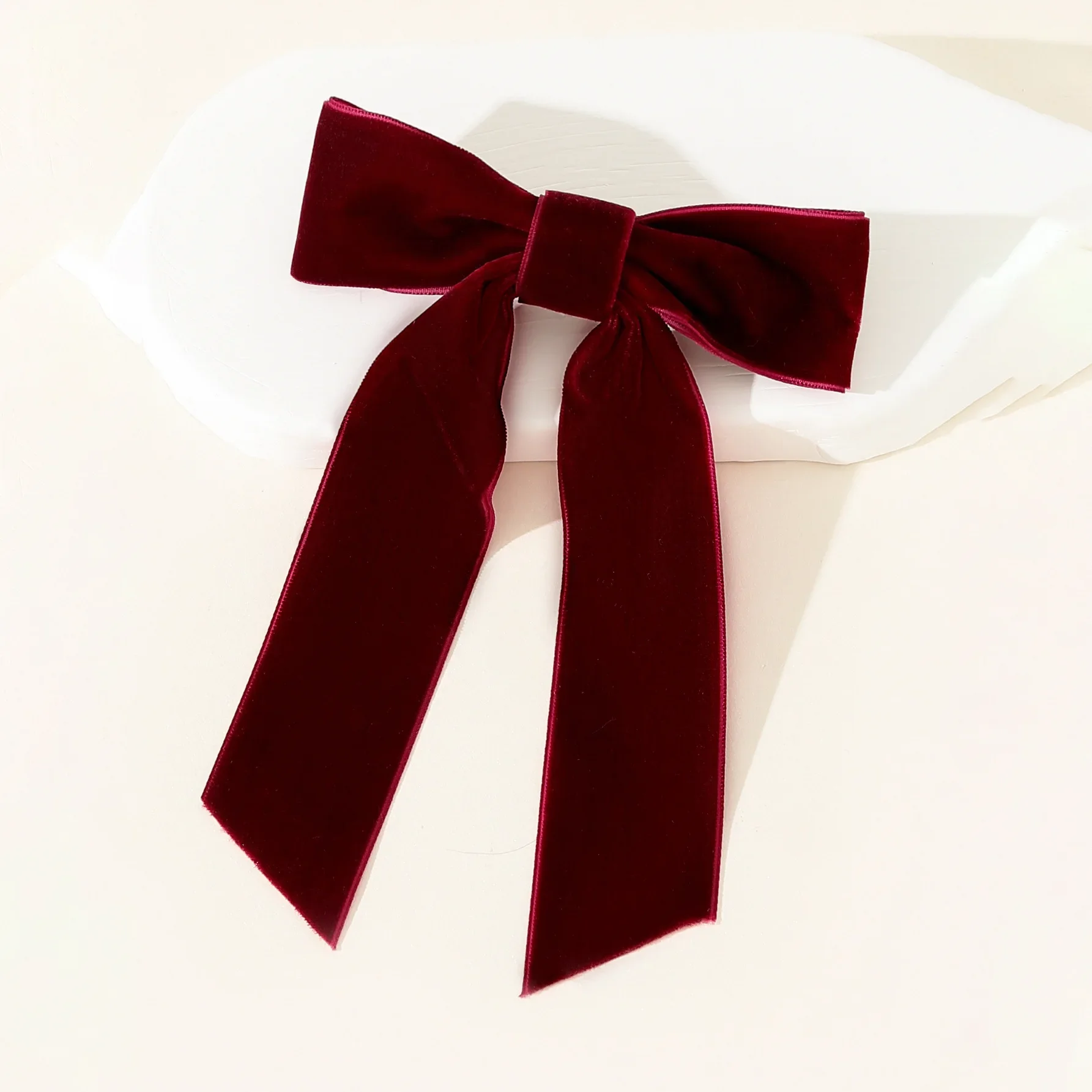 Lange Schwanz Bogen Samt Haarspangen Frauen Temperament Pferdeschwanz Haarnadel Haar Clip Mädchen Schwarz Rot Band Haar Clip Haar Zubehör – Detail 10