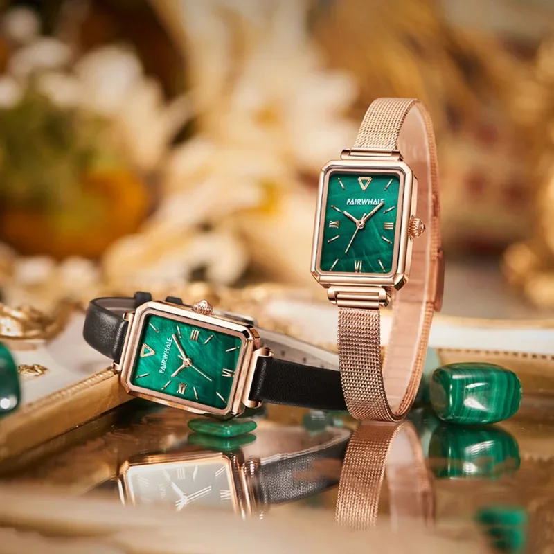 MARK FAIRWH Watch Women's Fashion Lola Light Luxury Simple Small Green Watch Waterproof Quartz