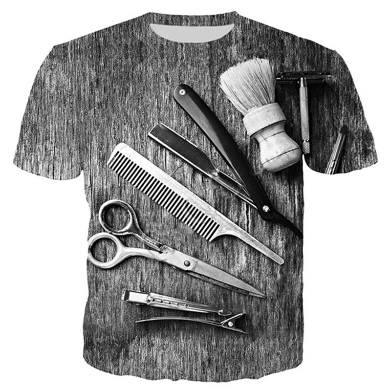 Barber Work T-Shirt Short Sleeves O-neck T Shirts 3D Printed - Image 5