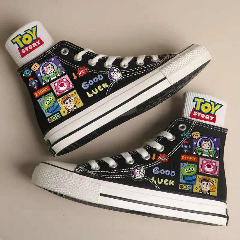 Sapatos de lona Anime de alta para homens e mulheres, sapatos estampa 3D, Cosplay de Toy Story, kawaii, para meninas e estudantes, 2023