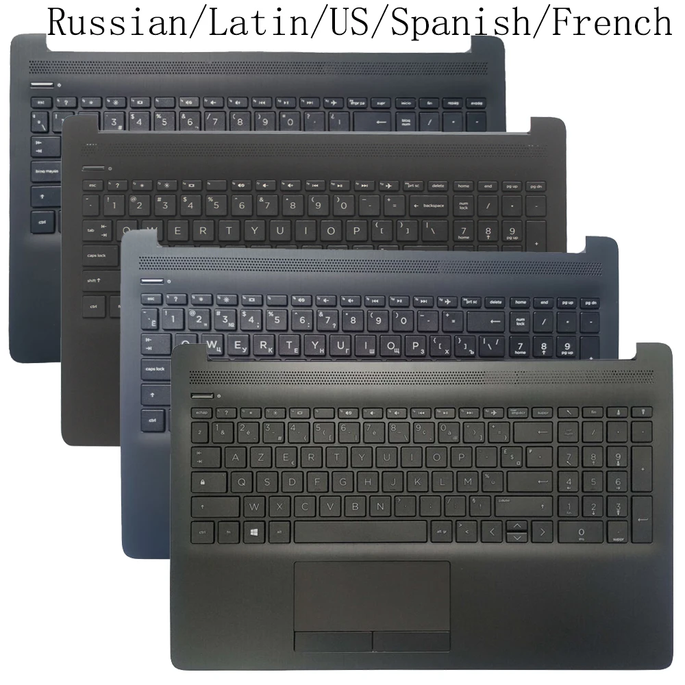 Teclado dos Eua com Palmrest Espanhol Russo Latim Touchpad para hp 15-da 15-db 15t-da 15t-db 250 255 g7 Tpn-c135 136
