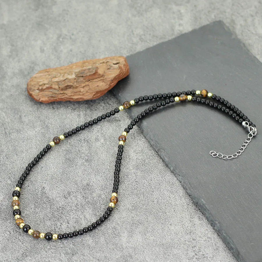 Hematite Stone Men Necklace Handmade 23 Inches Long