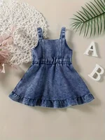 Robe barboteuse en Denim pour bébé fille, salopette dos nu, vêtements à la mode pour enfants 2