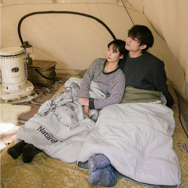 Naturehike Outdoor Camping Large Space Warm Cotton Sleeping Bag Double Sleeping Bag Pillow