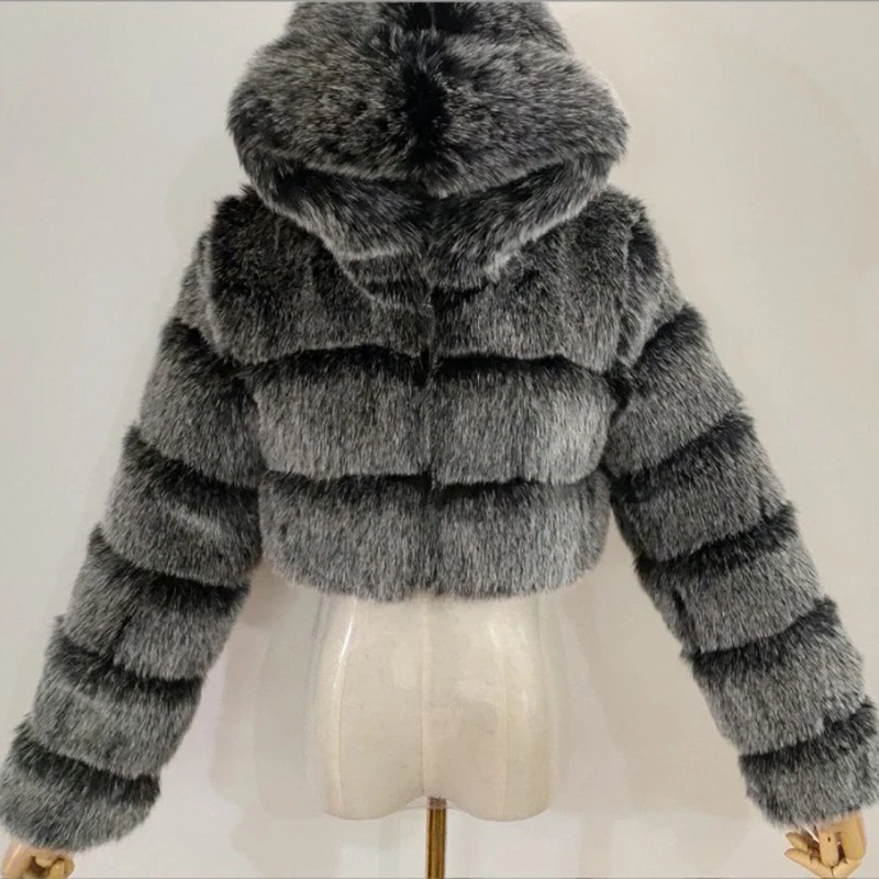 Xpqbb 2022 Winter Hooded Faux Fur Coat Women Fashion High Quality Thick ...