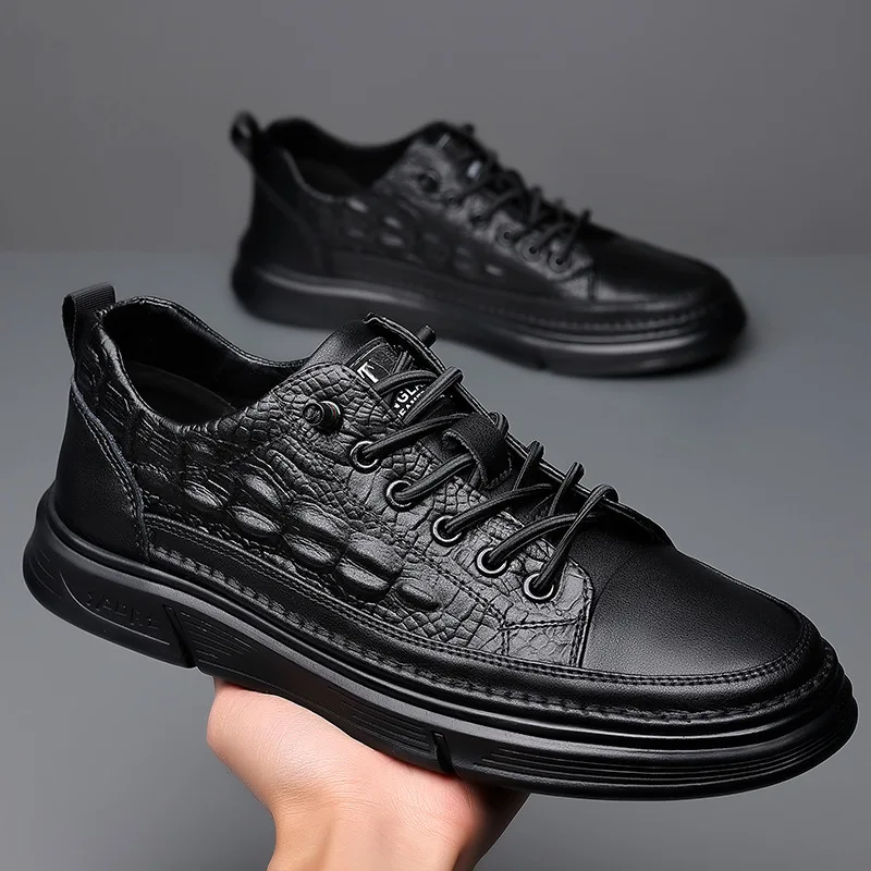 Men's Leather Shoes Men's Genuine Leather 2023 Spring And Autumn New Casual Shoes Trendy Soft Soles Sports Casual Board Shoes