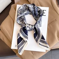 2023 Spring and Autumn New Imitated Silk Scarf Women 70cm Printed Square Scarf Outdoor Small Soft Headband Shawl Wrap Hijab Lady 2