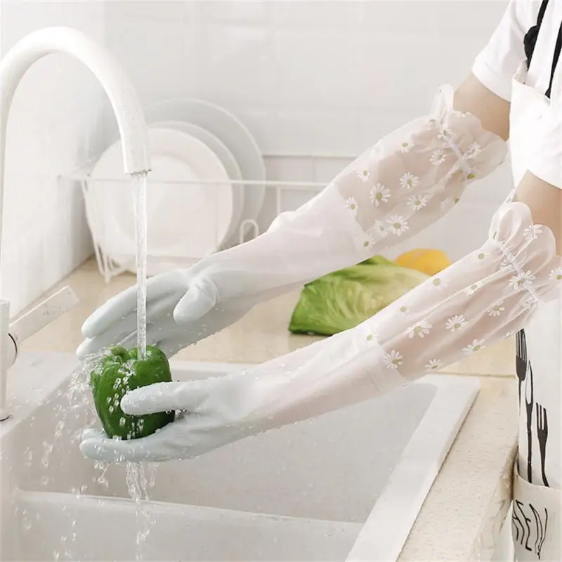 Winter Waterproof Rubber Latex Velvet Gloves Household Kitchen Durable Cleaning and Washing Clothes Gloves